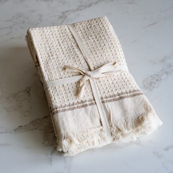 WAFFLE STRIPE TOWELS- SET OF 2