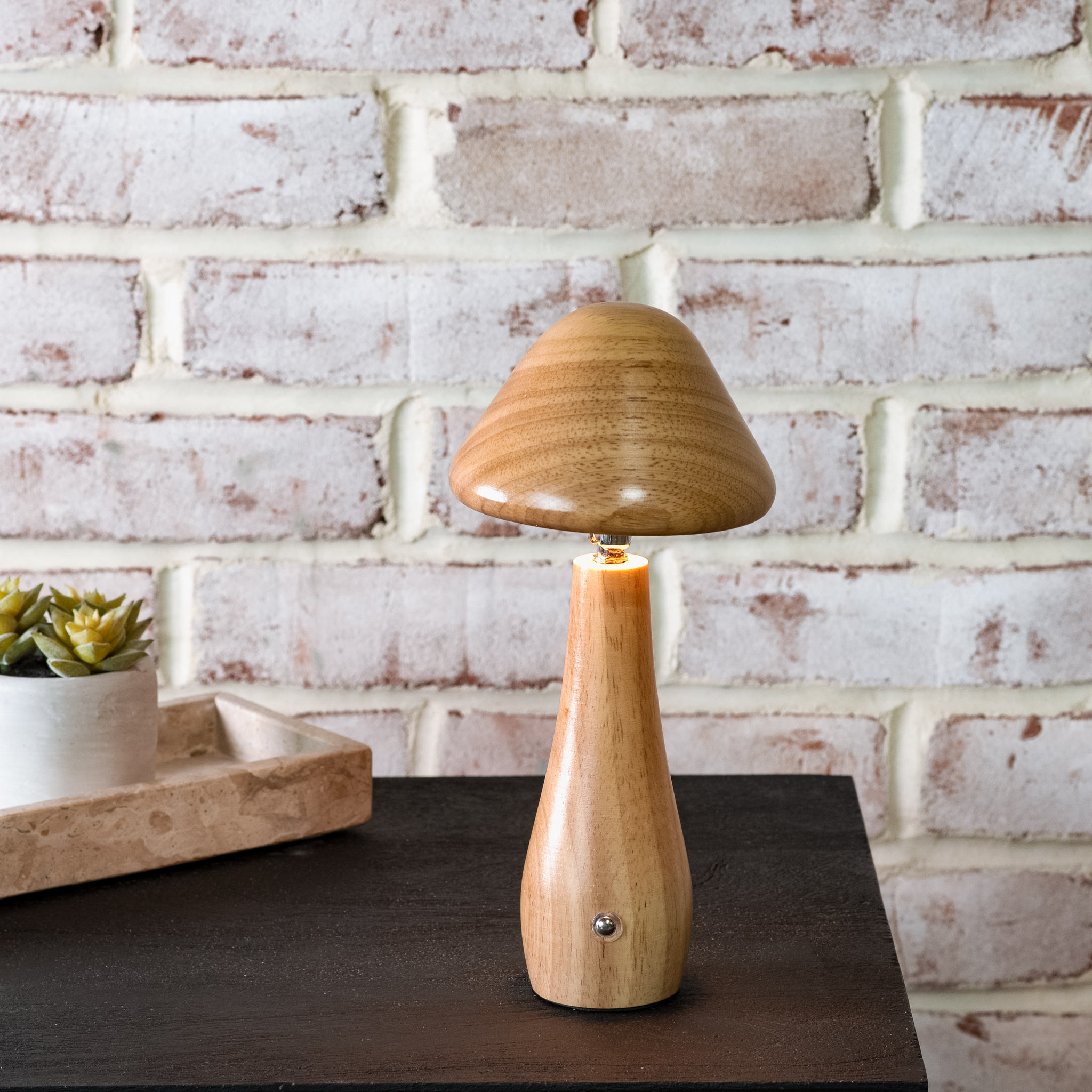 WOOD LED MUSHROOM LAMP