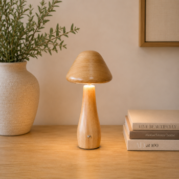 WOOD LED MUSHROOM LAMP
