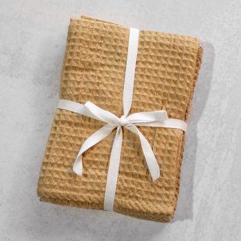 BEIGE WAFFLE HAND TOWELS - SET OF 2