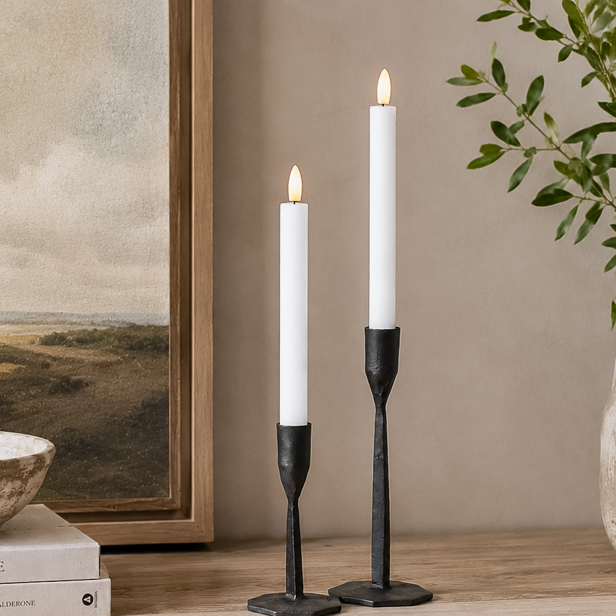 2 PIECE LED TAPER CANDLE SET