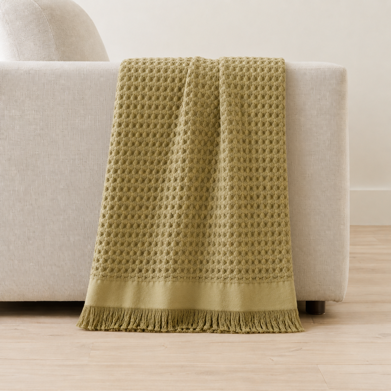 WAFFLE FRINGE THROW