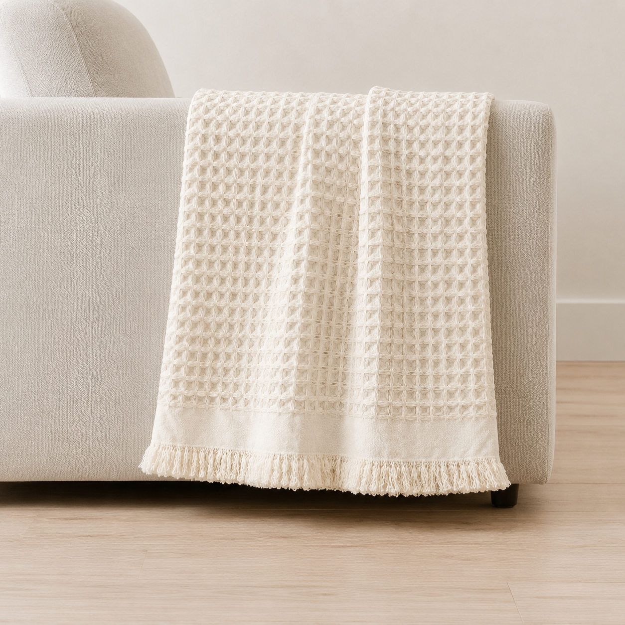 WAFFLE FRINGE THROW
