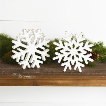 WOOD SNOWFLAKES - SET OF 2