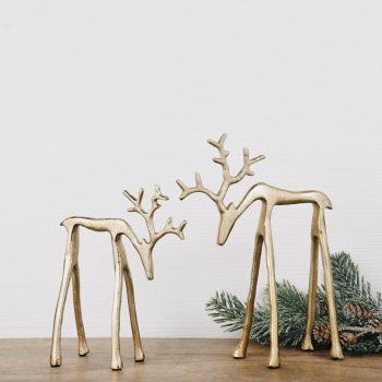 GOLD LOOK DOWN REINDEER - SET OF 2