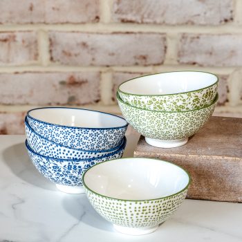4" FLORAL/DOT BOWLS - SET OF 3