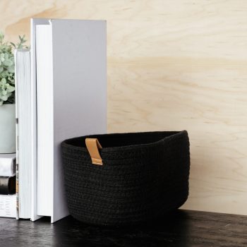 LARGE BLACK COTTON BASKET