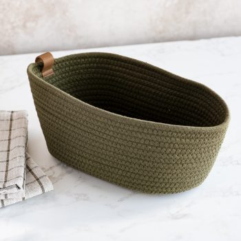 LARGE OLIVE COTTON BASKET