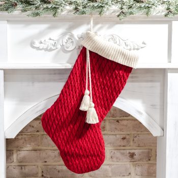 RED KNIT STOCKING WITH TASSEL