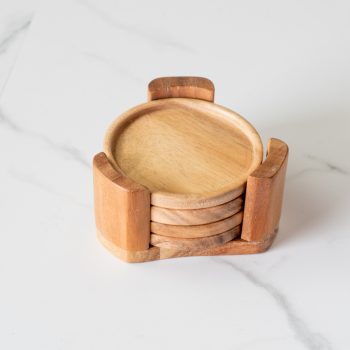 WOOD COASTERS WITH STAND