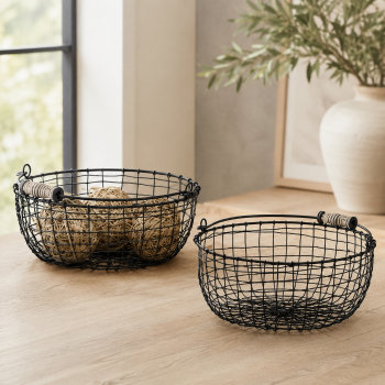 ROUND WIRE BASKETS - SET OF 2