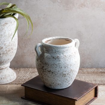 6" WHITE WASHED VASE