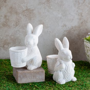 CEMENT BASKET BUNNIES - SET OF 2