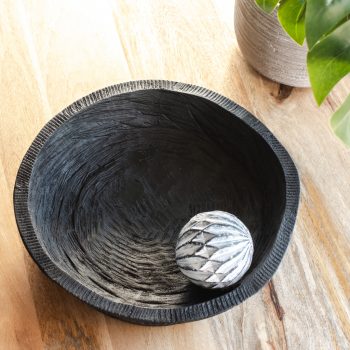 BLACK WOOD DOUGH BOWL