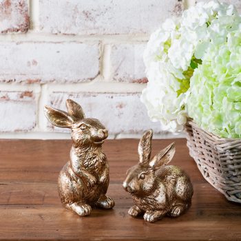 BRONZE ANTIQUE BABY BUNNIES - SET OF 2