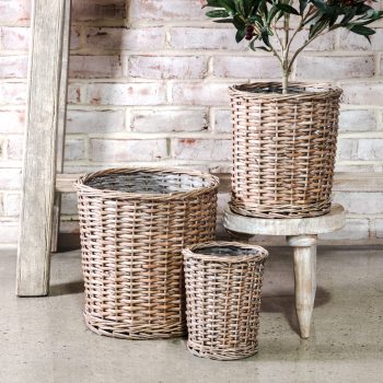 GREY WILLOW BASKETS - SET OF 3