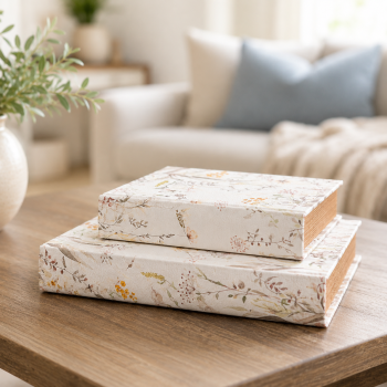 10.5"SPRING FLORAL STORAGE BOOKS - SET OF 2