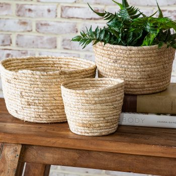 STRAW BASKETS - SET OF 3