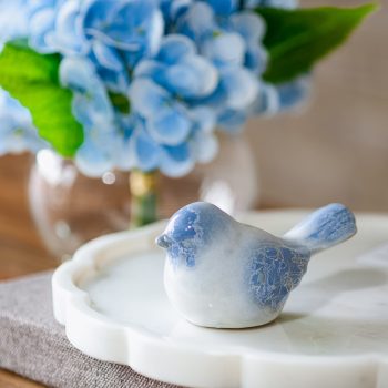 BLUE & WHITE CERAMIC BIRD
