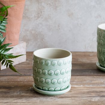 4.5" LIGHT GREEN DOT PLANTER