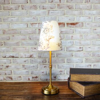 17" LED LAMP W/ IVORY FLORAL LAMPSHADE