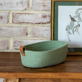 SMALL CELADON GREEN COTTON BASKET