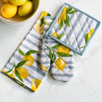 LEMON PRINT KITCHEN LINENS - SET OF 3