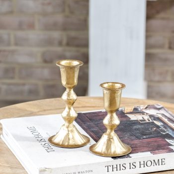 GOLD DIAMOND CANDLE HOLDERS - SET OF 2
