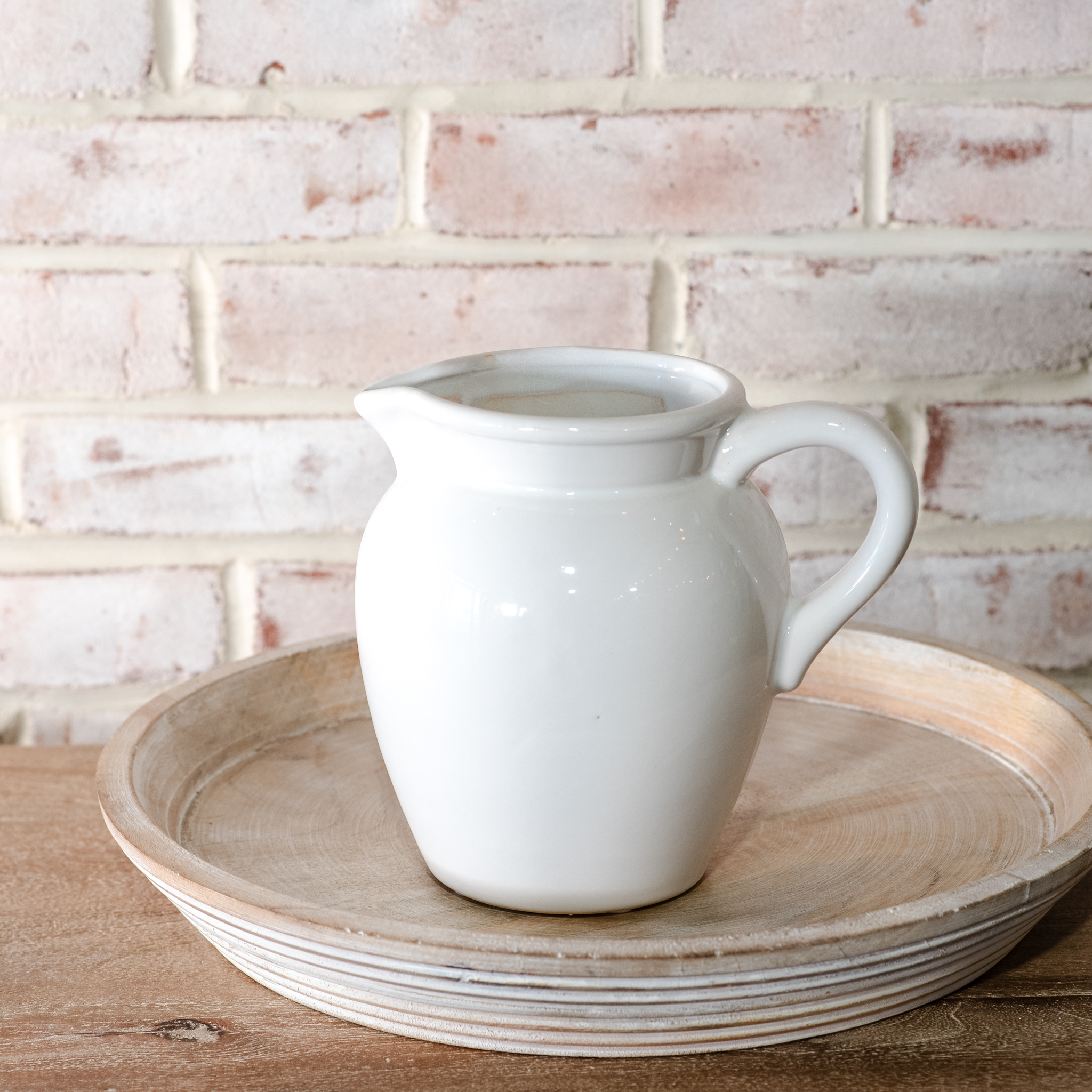 7.7" WHITE CERAMIC PITCHER VASE