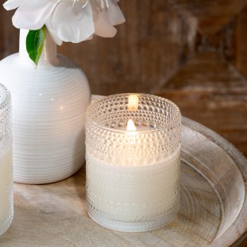 4" LED BEADED GLASS CANDLE