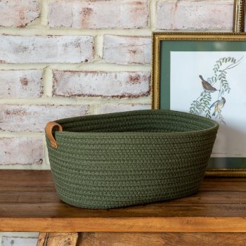 LARGE OLIVE COTTON BASKET
