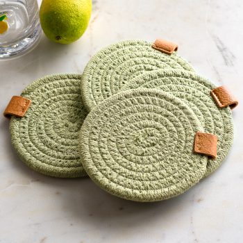 ROUND CELADON GREEN COASTERS - SET OF 4