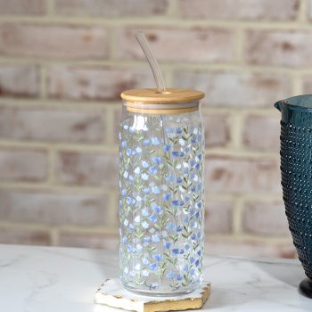 SPRING FLORAL GLASS DRINK CUP