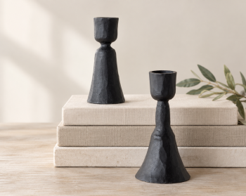 BLACK CANDLE STANDS - SET OF 2