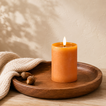4" ORANGE LED PILLAR CANDLE