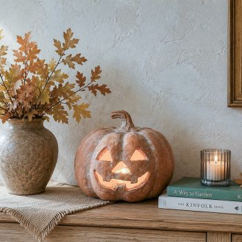 9" TERRACOTTA JACK-O-LANTERN PUMPKIN