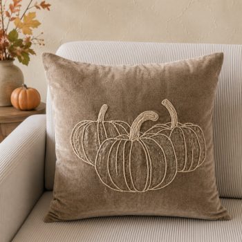 18" X 18" TAN BEADED PUMPKIN PILLOW