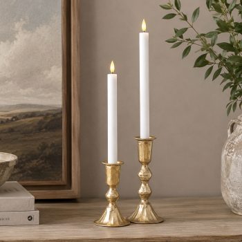 GOLD DIAMOND CANDLE HOLDERS - SET OF 2