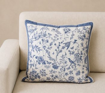 BLUE &WHITE FLORAL PILLOW | 17" X 17"