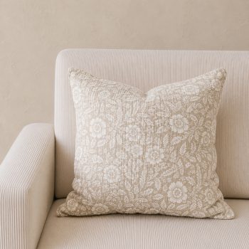 BEIGE FLORAL & LEAF PILLOW