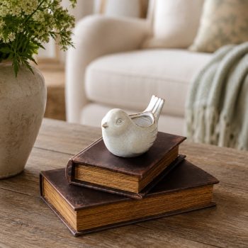 4" WHITE WASH BIRD POT
