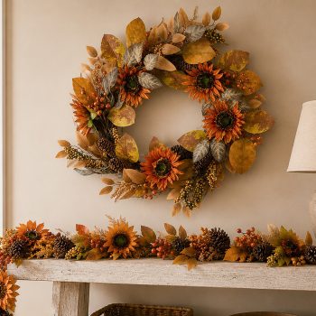 24" ORANGE SUNFLOWER AUTUMN WREATH