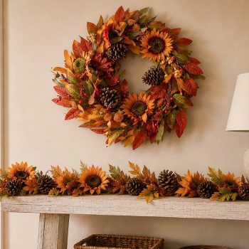 23.6" SUNFLOWER PINECONE WREATH