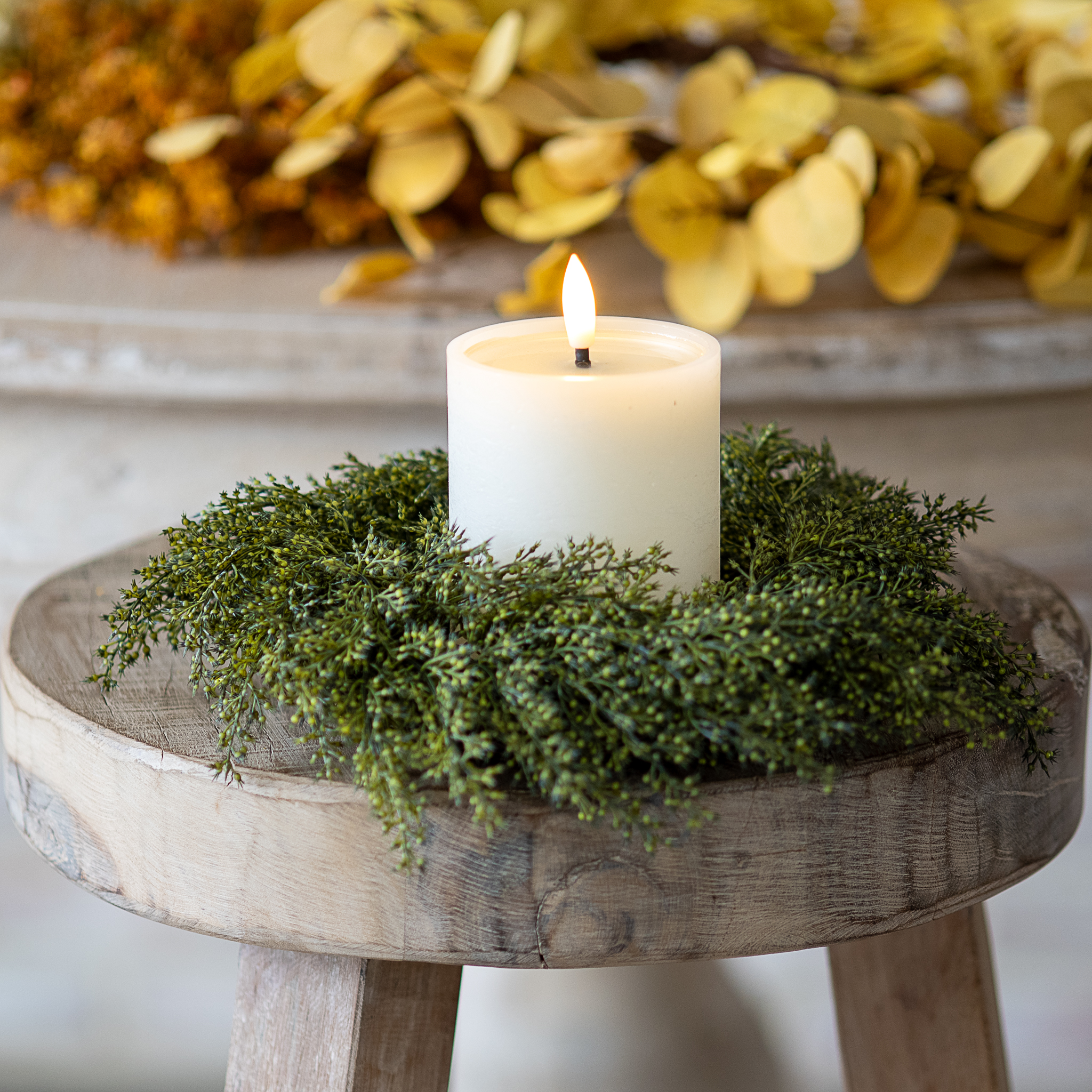 WHICKHAM WHEAT CANDLE RING | MOSS