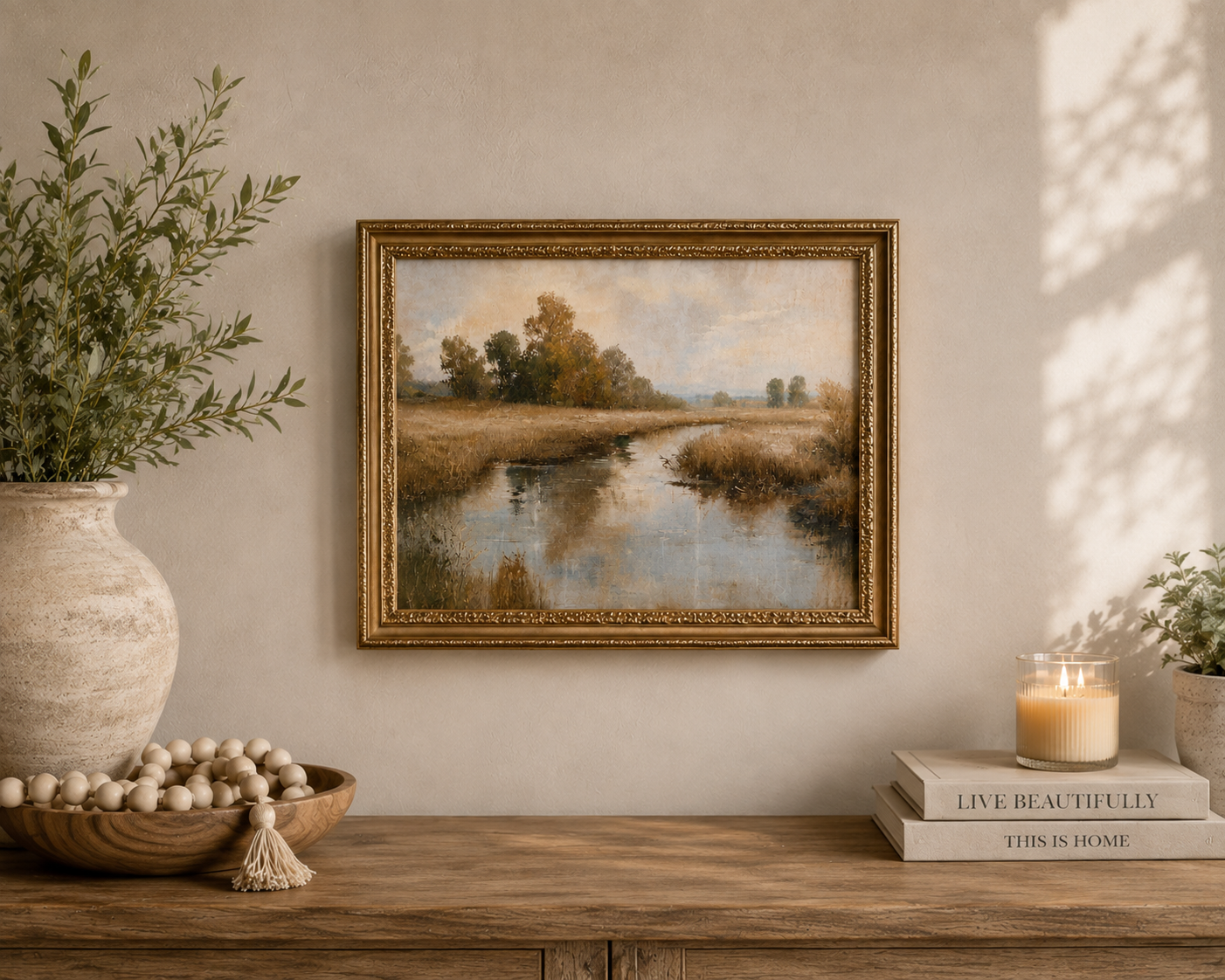 GOLD FRAMED STREAM LANDSCAPE PRINT