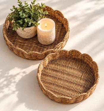 GREY WASH WILLOW ROUND TRAYS S/2