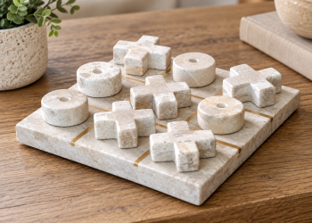BEIGE MARBEL TIC TAC TOE