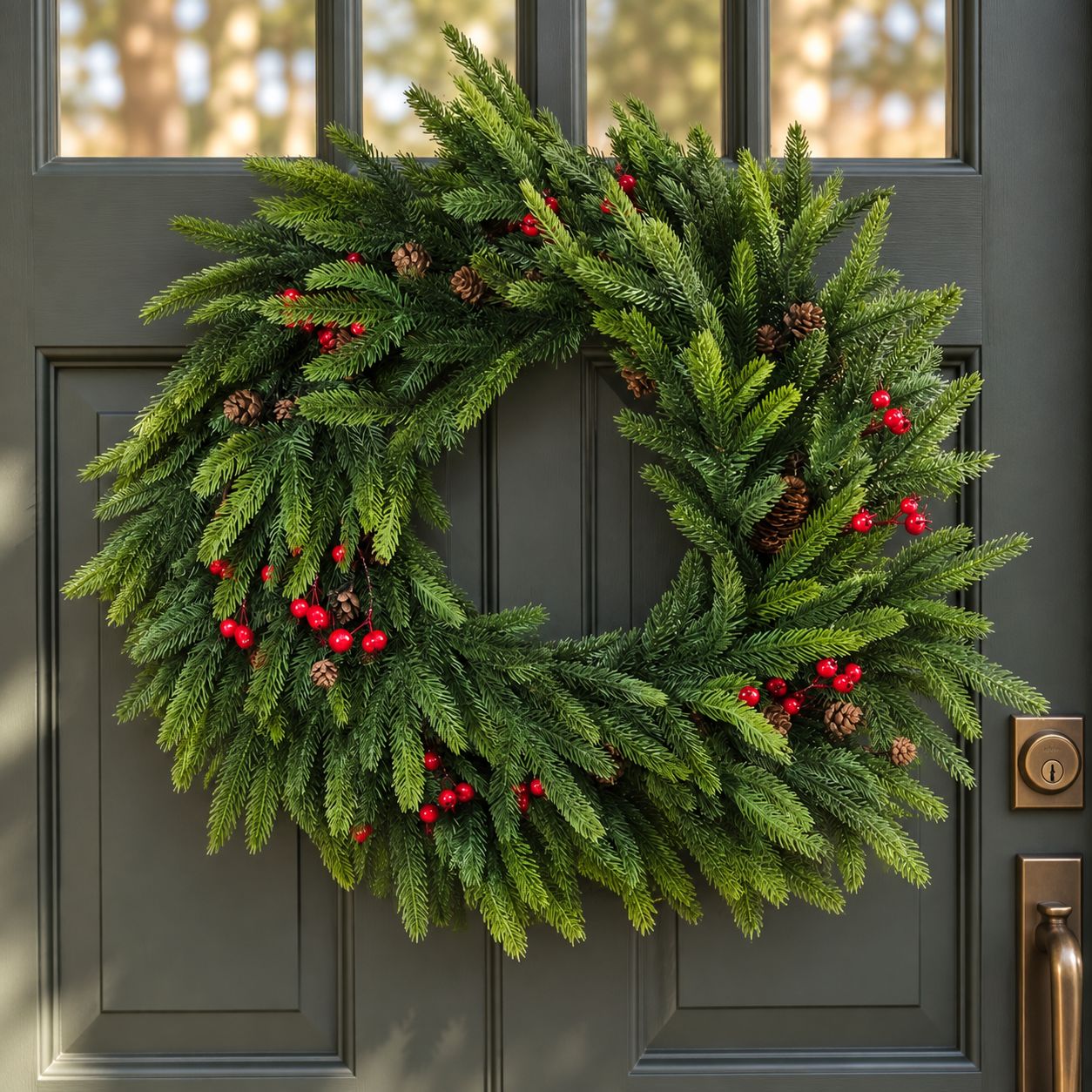 31" RED BERRY SPRUCE WREATH